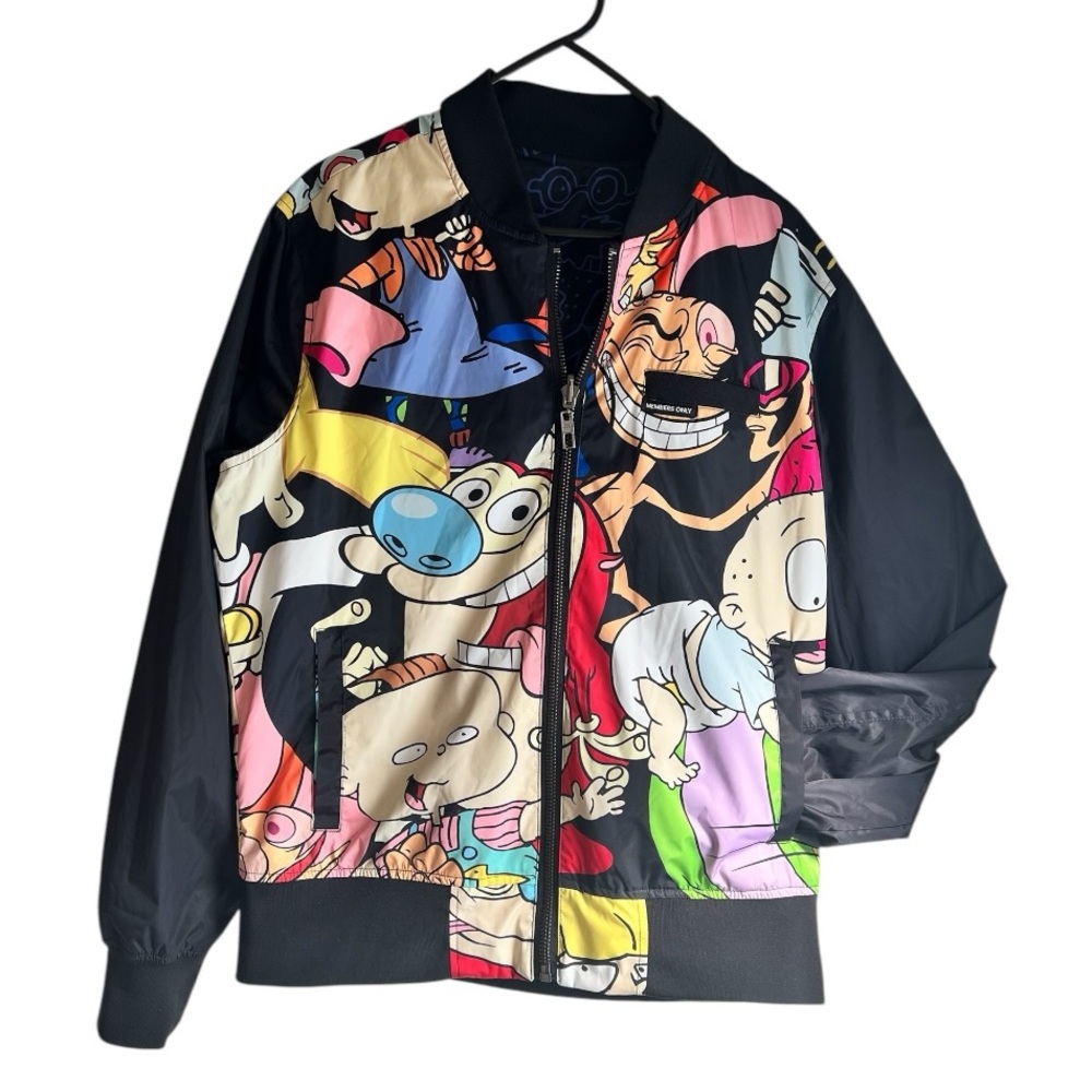 MEMBERS ONLY 90s NICKELODEON Cartoon Unisex Reversible Jacket Mens M - Picture 3 of 12